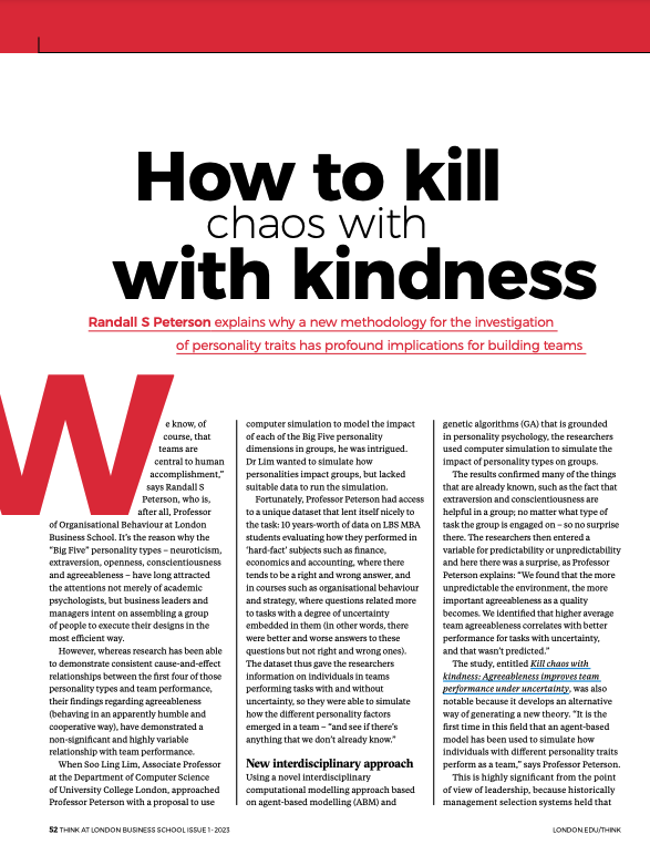 How to Kill Chaos with Kindness