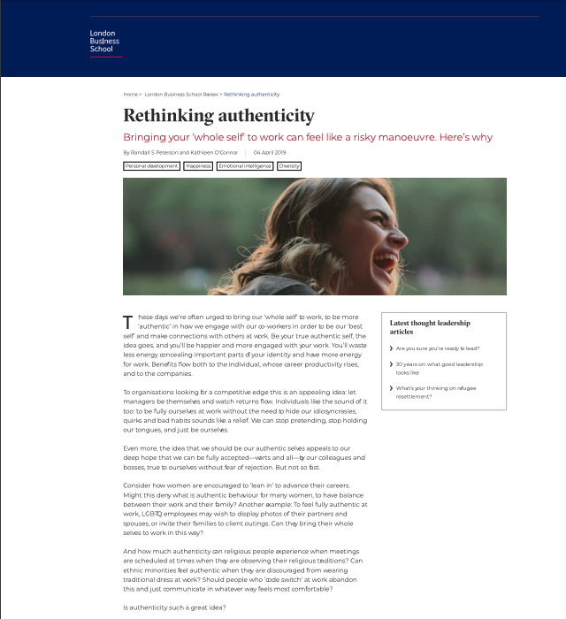 Rethinking authenticity: why bringing your ‘whole self’ to work can feel like a risky manoeuver
